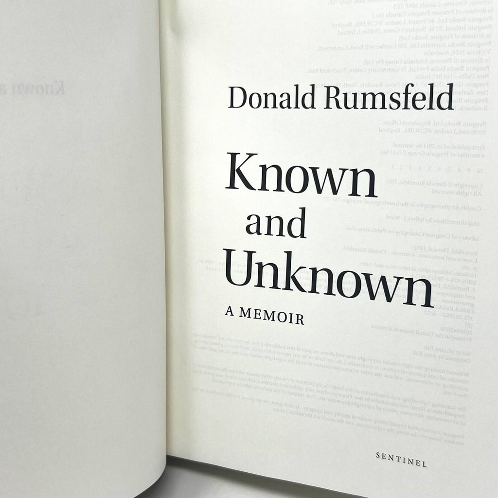 Donald Rumsfeld Known and Unknown A Memoir Hardcover Book