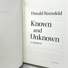 Donald Rumsfeld Known and Unknown A Memoir Hardcover Book