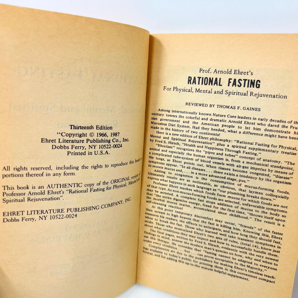 VTG Rational Fasting Arnold Ehret Book Original Physical Mental Spiritual Health