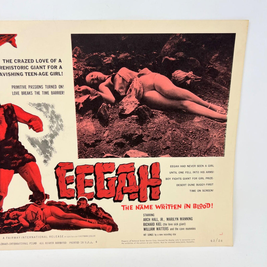1962 Eegah the name written in blood Collectible movie Lobby Card No.4