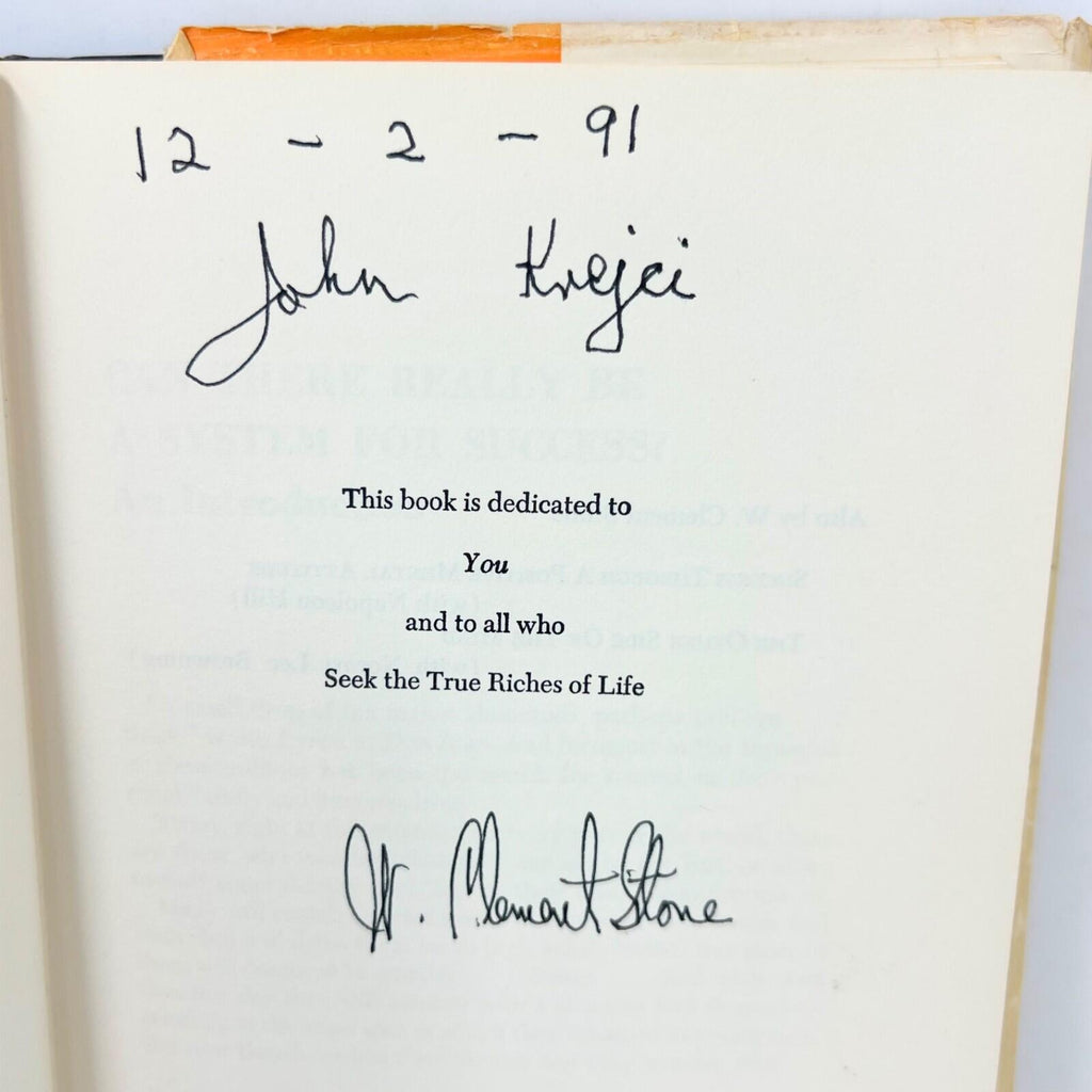 The Success System That Never Fails by W Clement Stone HC DJ 1967 Signed