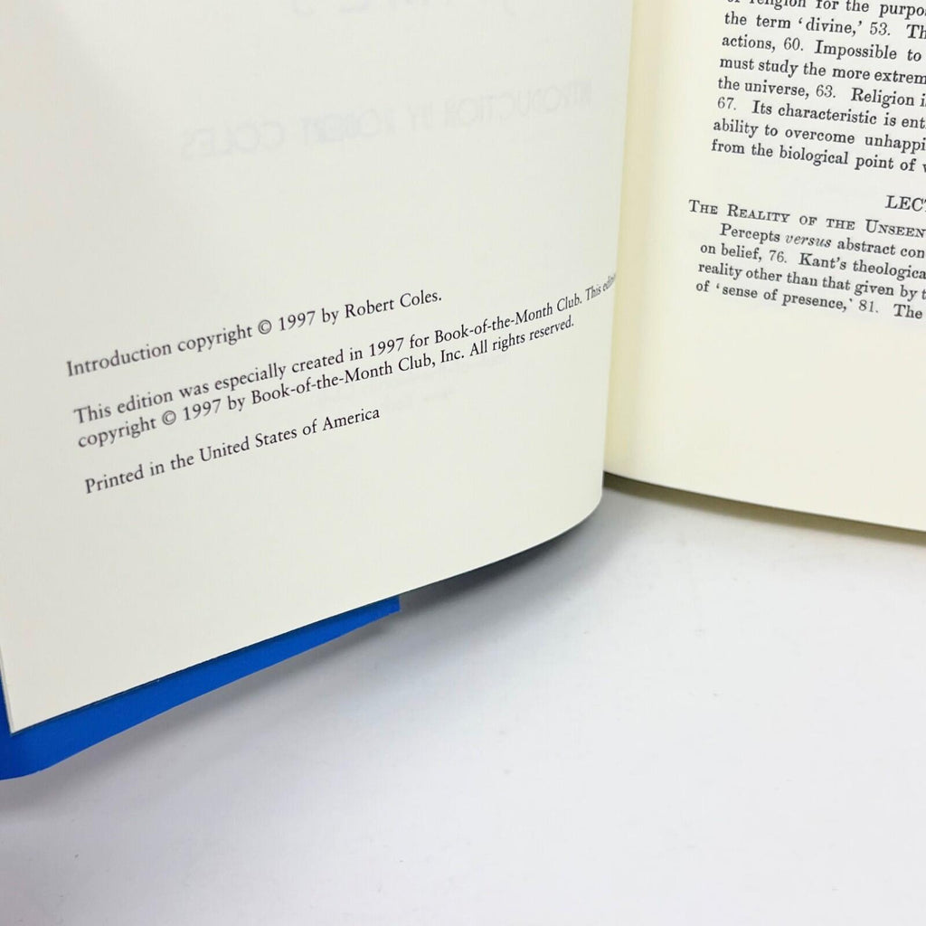 Selected Writings William James HC 1997 Book-of-the-Month Club