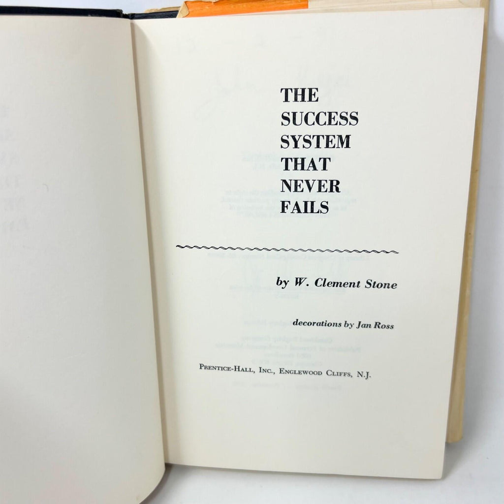 The Success System That Never Fails by W Clement Stone HC DJ 1967 Signed