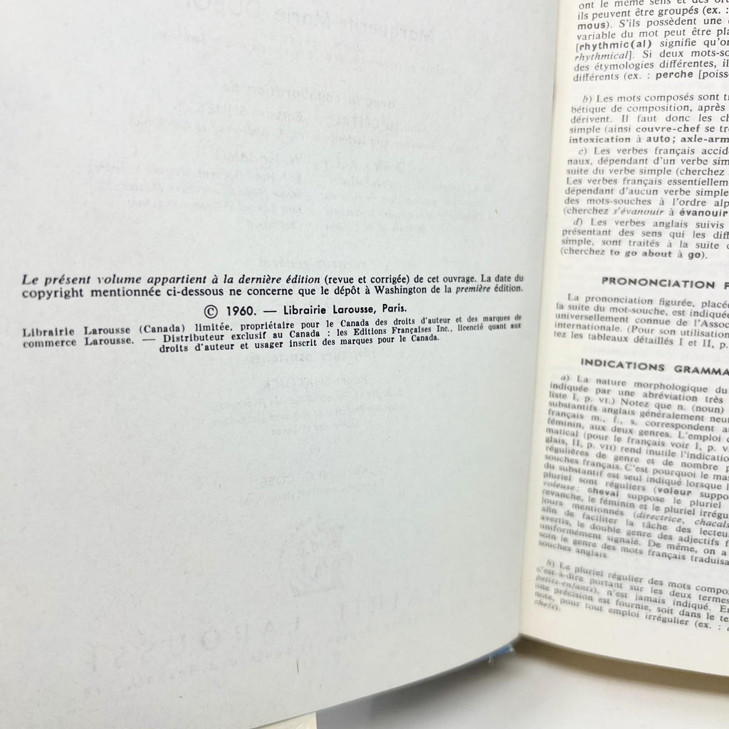 Larousse Modern Dictionary, 1960 Hardcover Book - VG Condition 