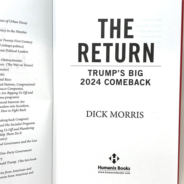 The Return: Trumps Big 2024 Comeback - Hardcover By Morris, Dick - VERY GOOD