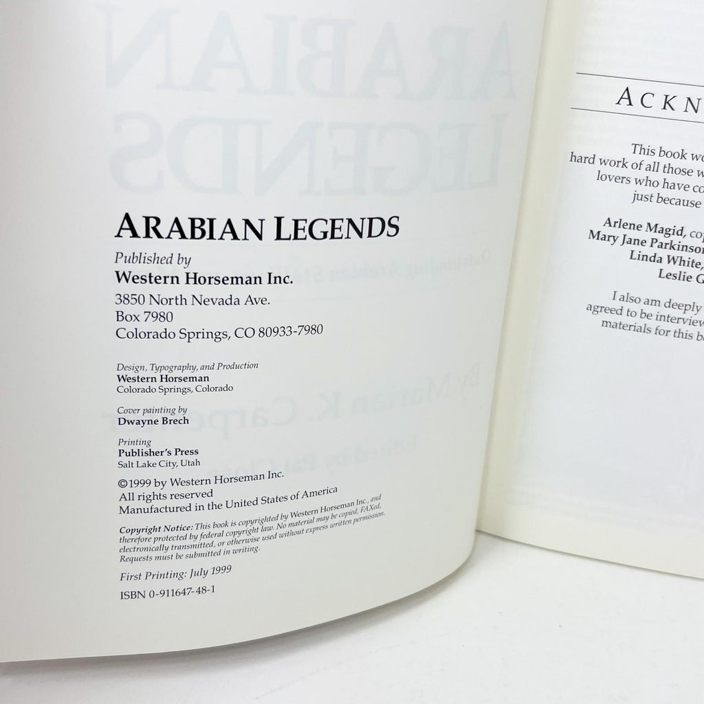 ARABIAN LEGENDS Outstanding Arabian Stallions and Mares Marian K Carpenter
