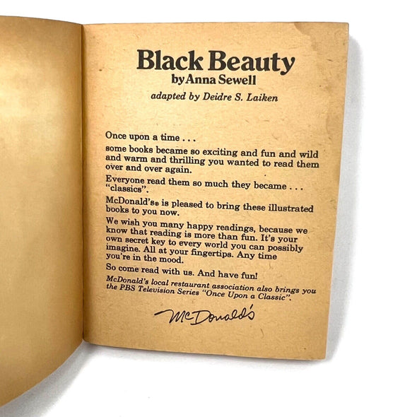 Illustrated Classics Black Beauty by Anna Sewell McDonald’s Happy Meal 1977 USA