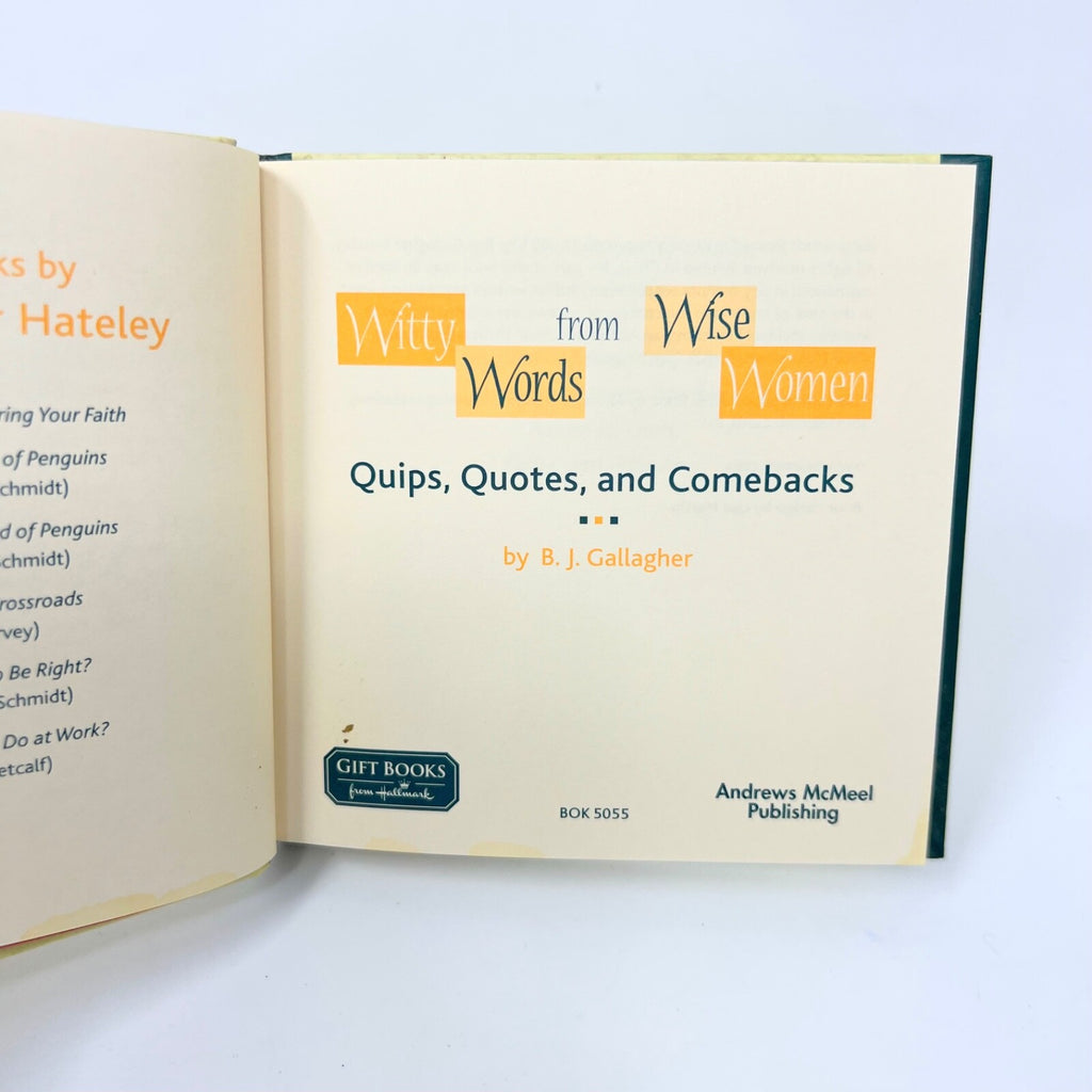 Witty Words from Wise Women by B.J. Gallagher - Pre-Owned Book