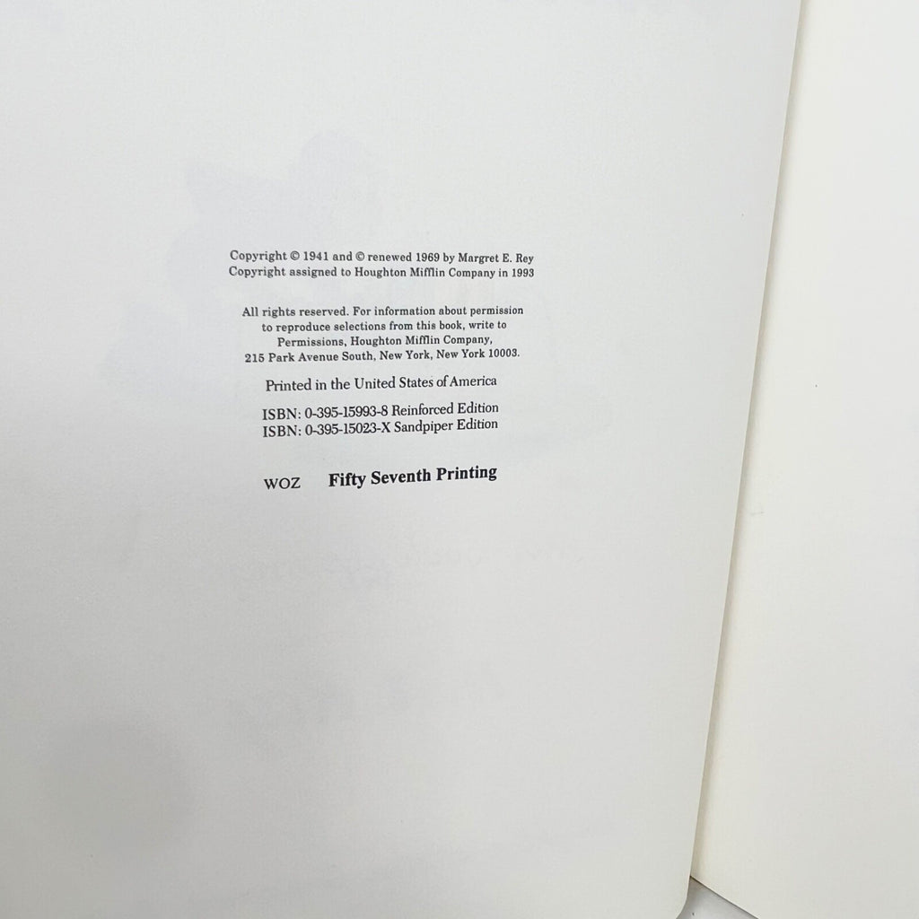 RARE Curious George By H. A. REY First Edition 2nd or Onward Printing Dated 1941