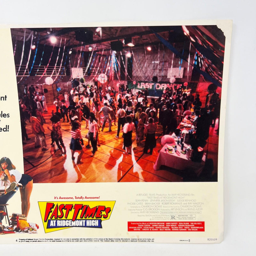 1982 Fast Times At Ridgemont High Collectible  Movie Lobby Card No.4