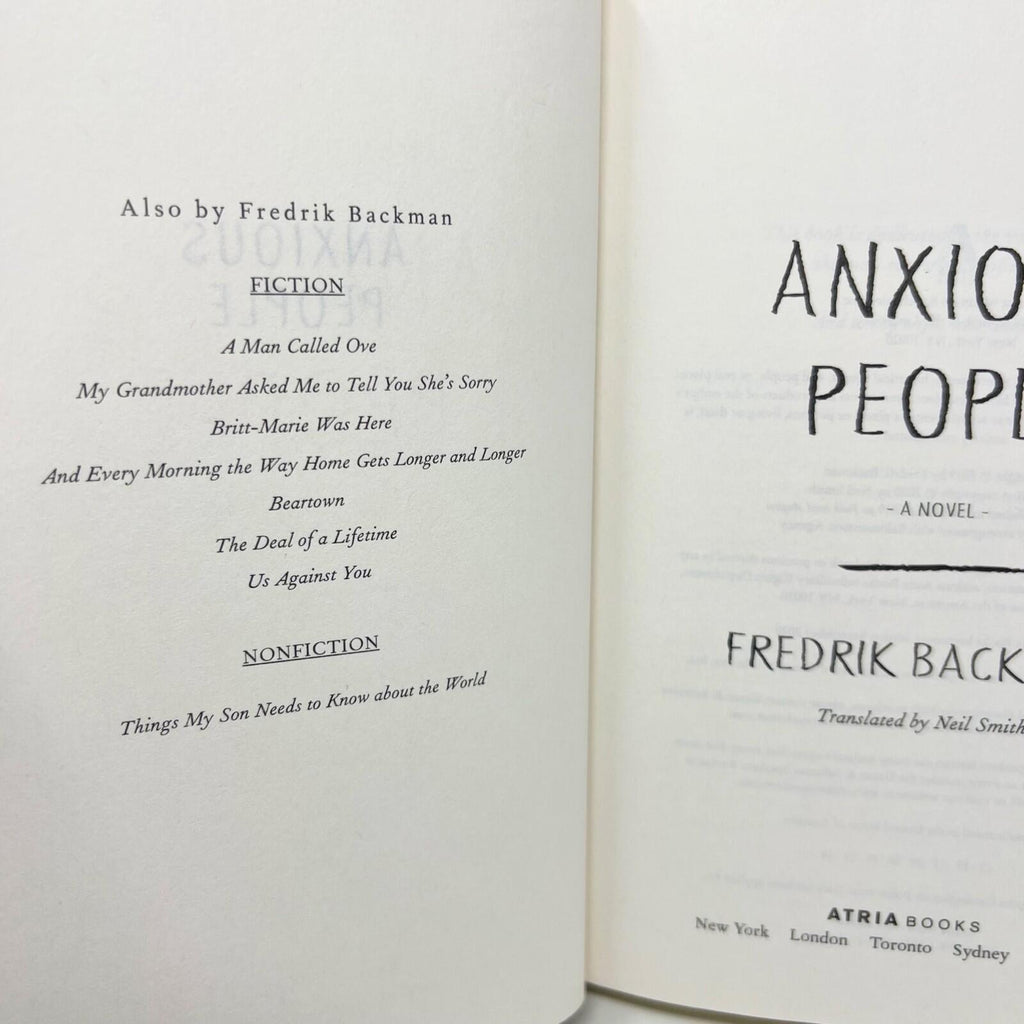 Anxious People A Novel Fredrik Backman Hardcover Book