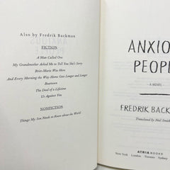 Anxious People A Novel Fredrik Backman Hardcover Book