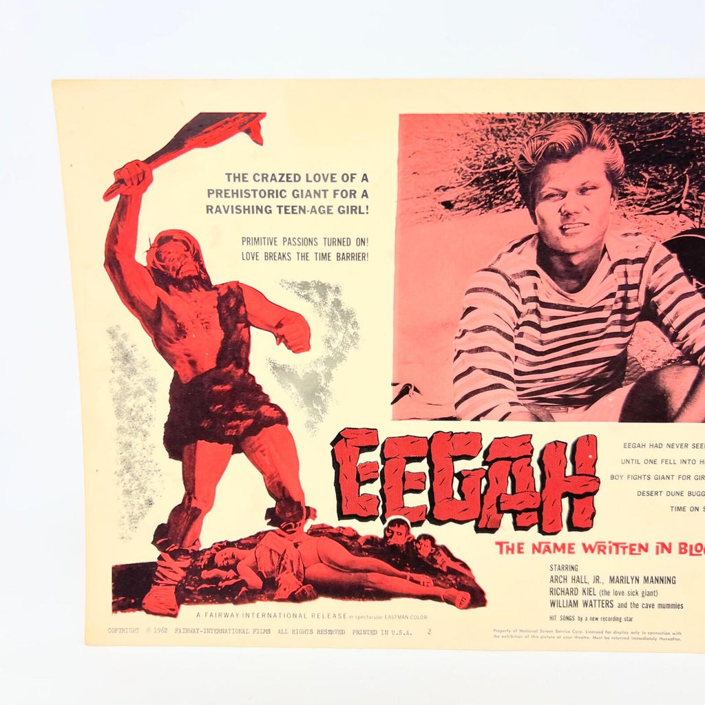 1962 Eegah the name written in blood Collectible movie Lobby Card No.2