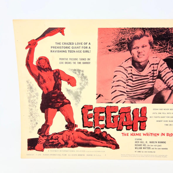 1962 Eegah the name written in blood Collectible movie Lobby Card No.2