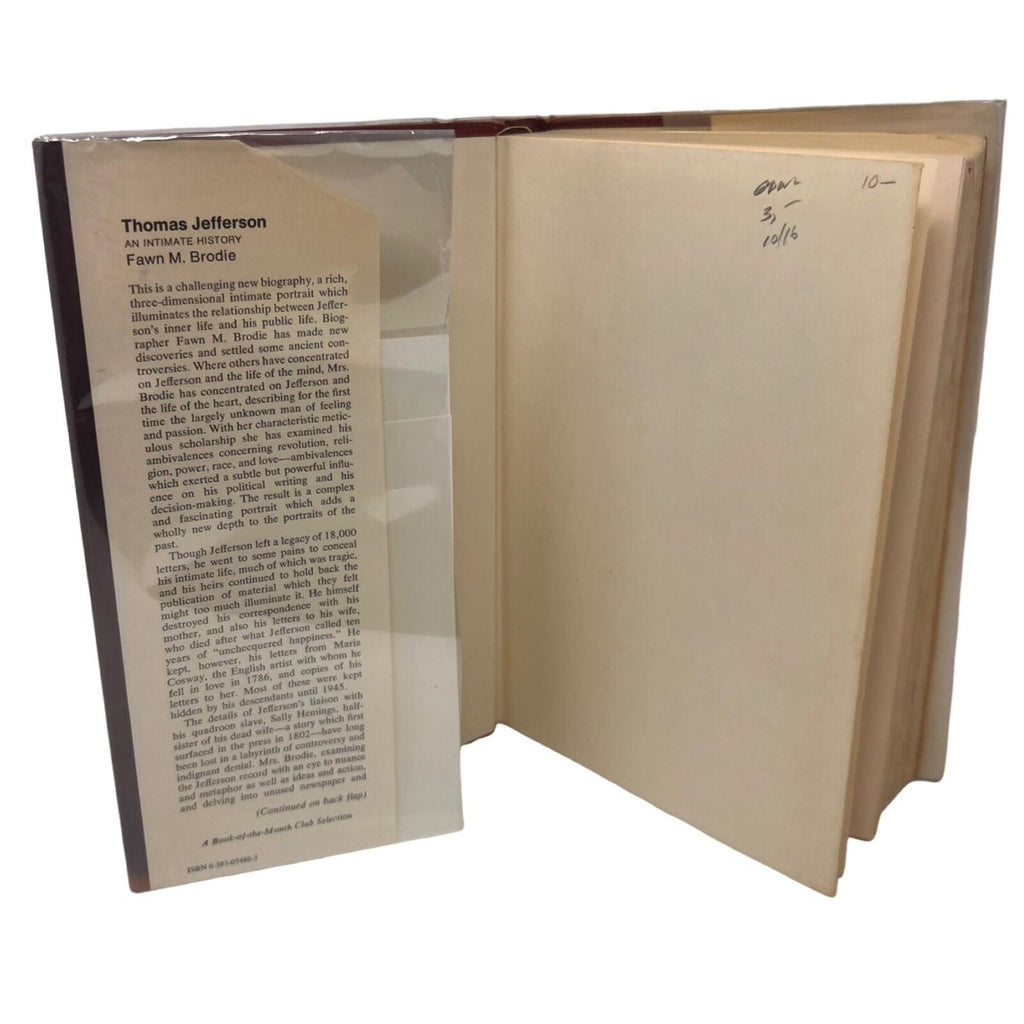 Thomas Jefferson An Intimate History Hardcover Book By Fawn M. Brodie