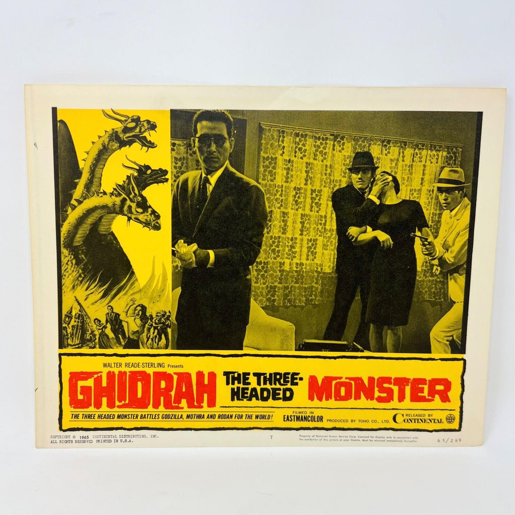 1965 Ghidrah The Three Headed Monsters Godzilla Mothra Rodan Movie Lobby Card 7