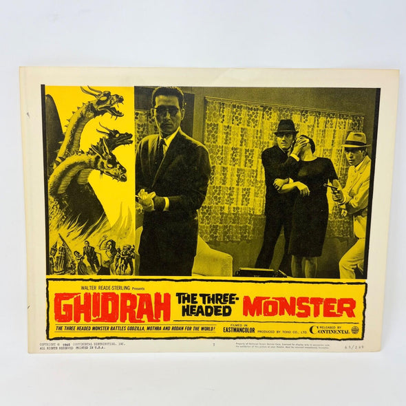 1965 Ghidrah The Three Headed Monsters Godzilla Mothra Rodan Movie Lobby Card 7
