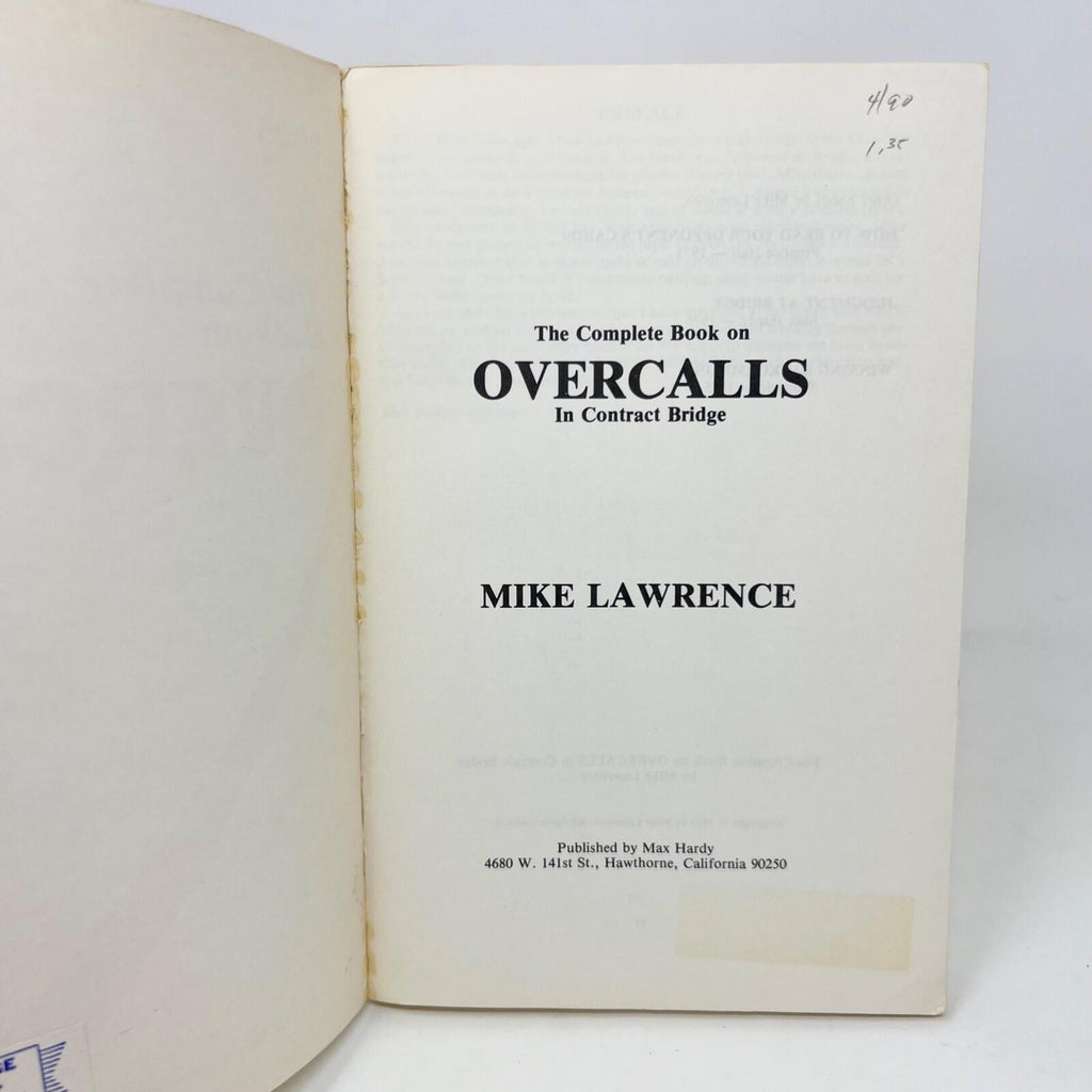 1979 The Complete Book on Overcalls in Contract Bridge Mike Lawrence