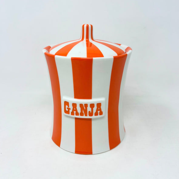 Jonathan Adler Vice GANJ A Canister - Orange & White Stripe jar