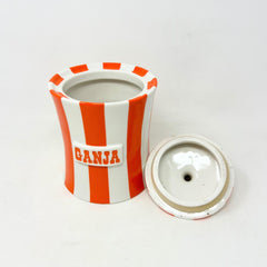 Jonathan Adler Vice GANJ A Canister - Orange & White Stripe jar