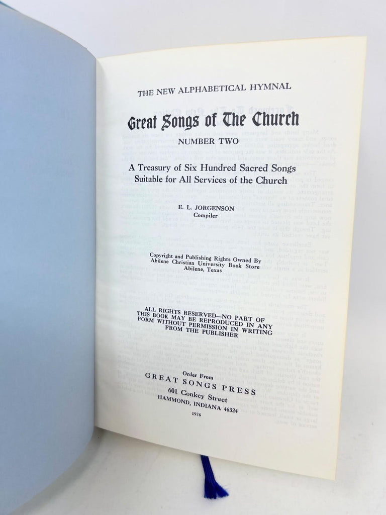 1976 Great Songs of the church number two E.L. Jorgenson