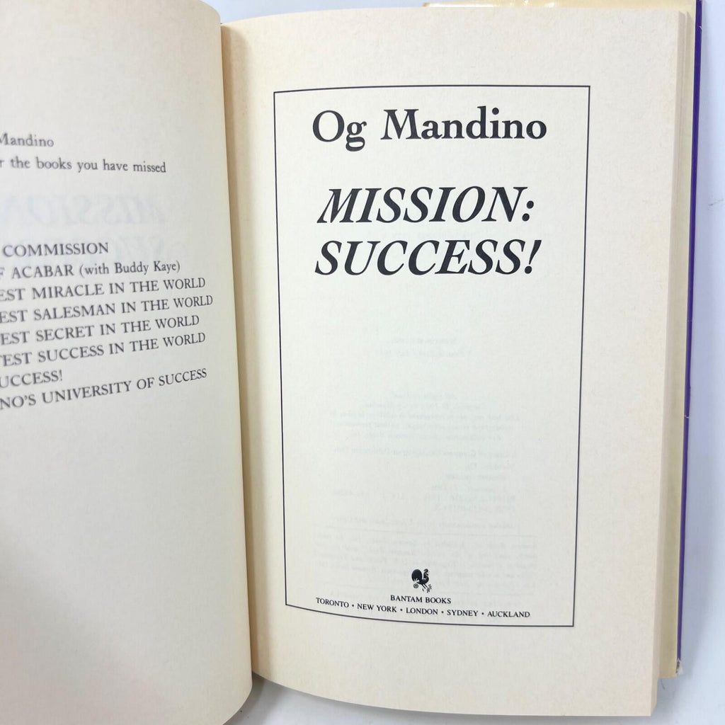 Mission: Success! By OG Mandino 1986, Hardcover First Edition HD DJ