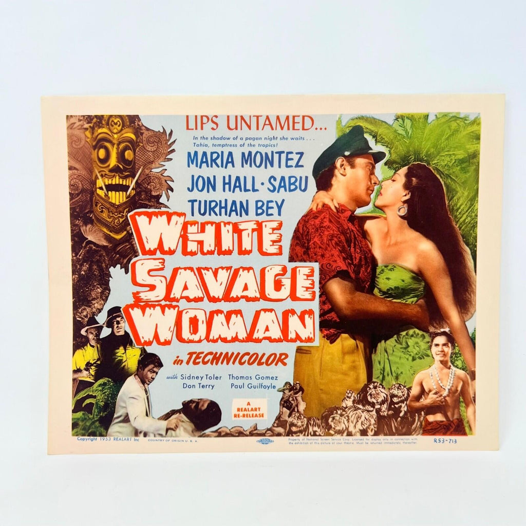 1953 White Savage Woman in Technicolor Movie Lobby Card (A)