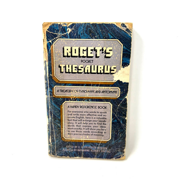 1973 Roget's Pocket Thesaurus A Treasury of Synonyms & Antonyms by S. Mawson PB