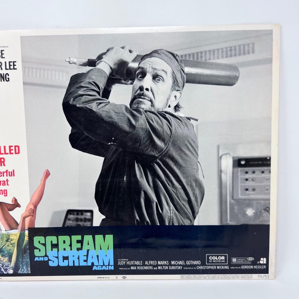 1970 Scream and Scream Again Original Movie Lobby Card 70/53 No.2