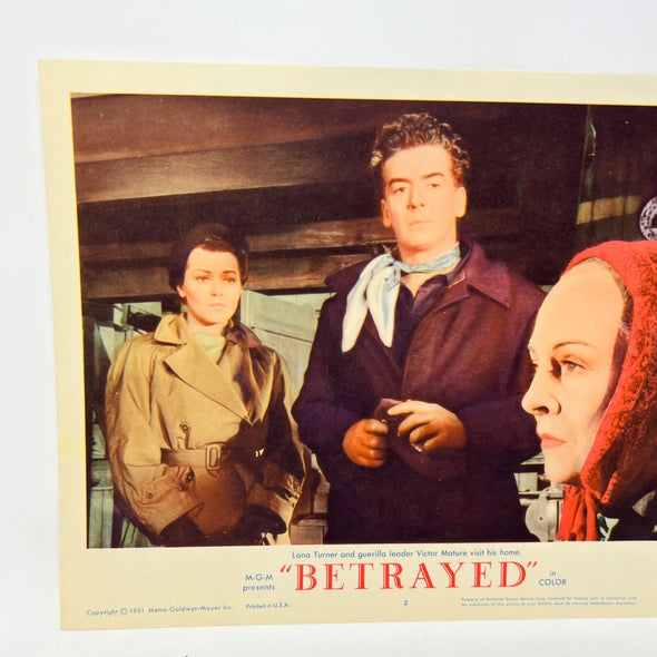 1962 Betrayed Lobby Card Movie Poster No.2