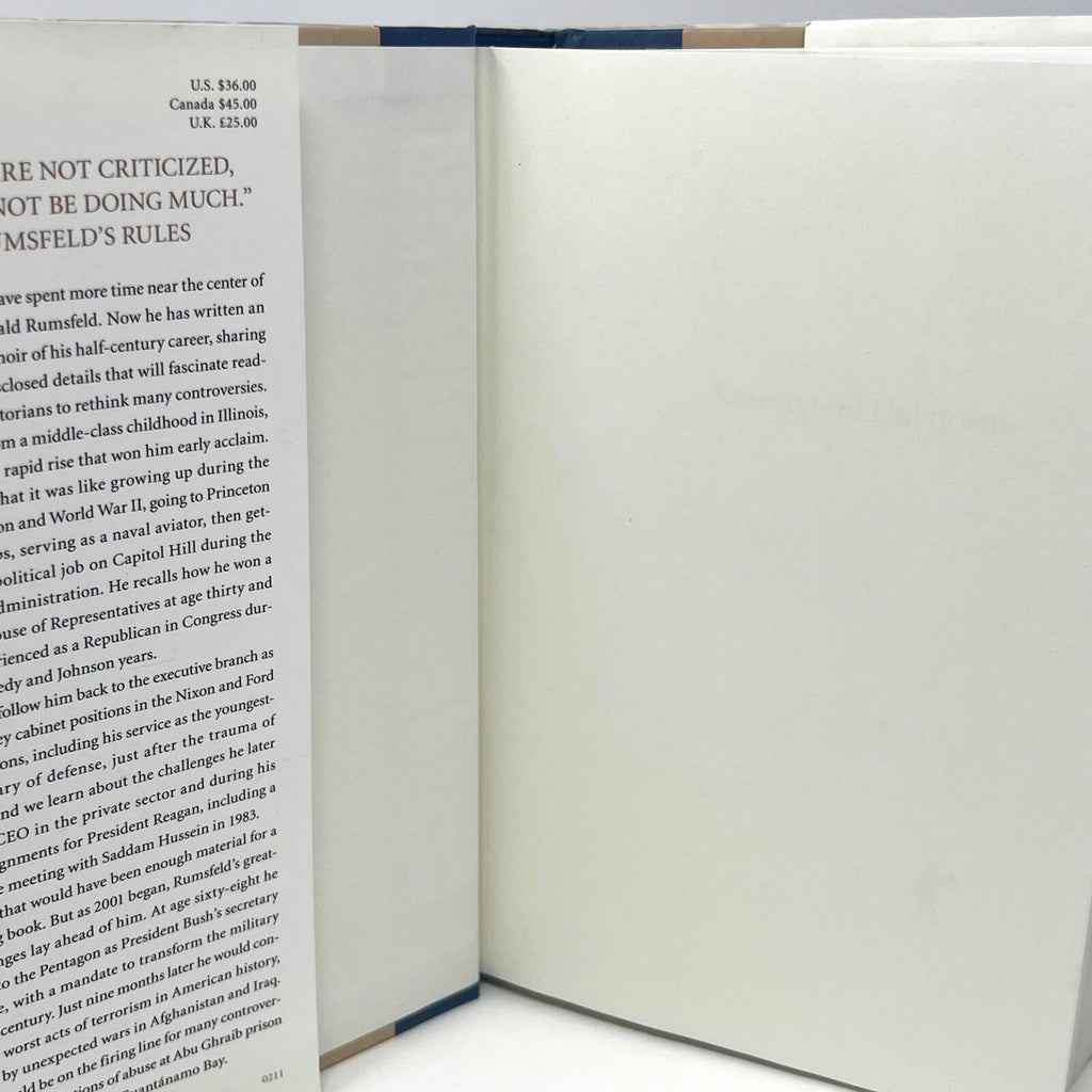 Donald Rumsfeld Known and Unknown A Memoir Hardcover Book