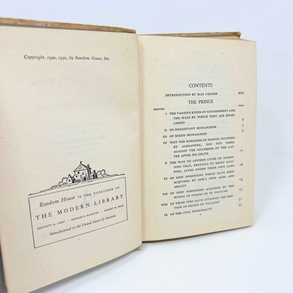 The Prince and The Discourses Niccolo Machiavelli Modern Library Hardcover 1950