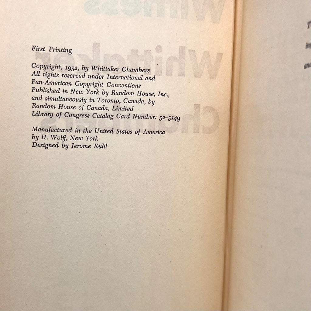 1952 Witness Whittaker Chanbers First Printing Hard Coverbook
