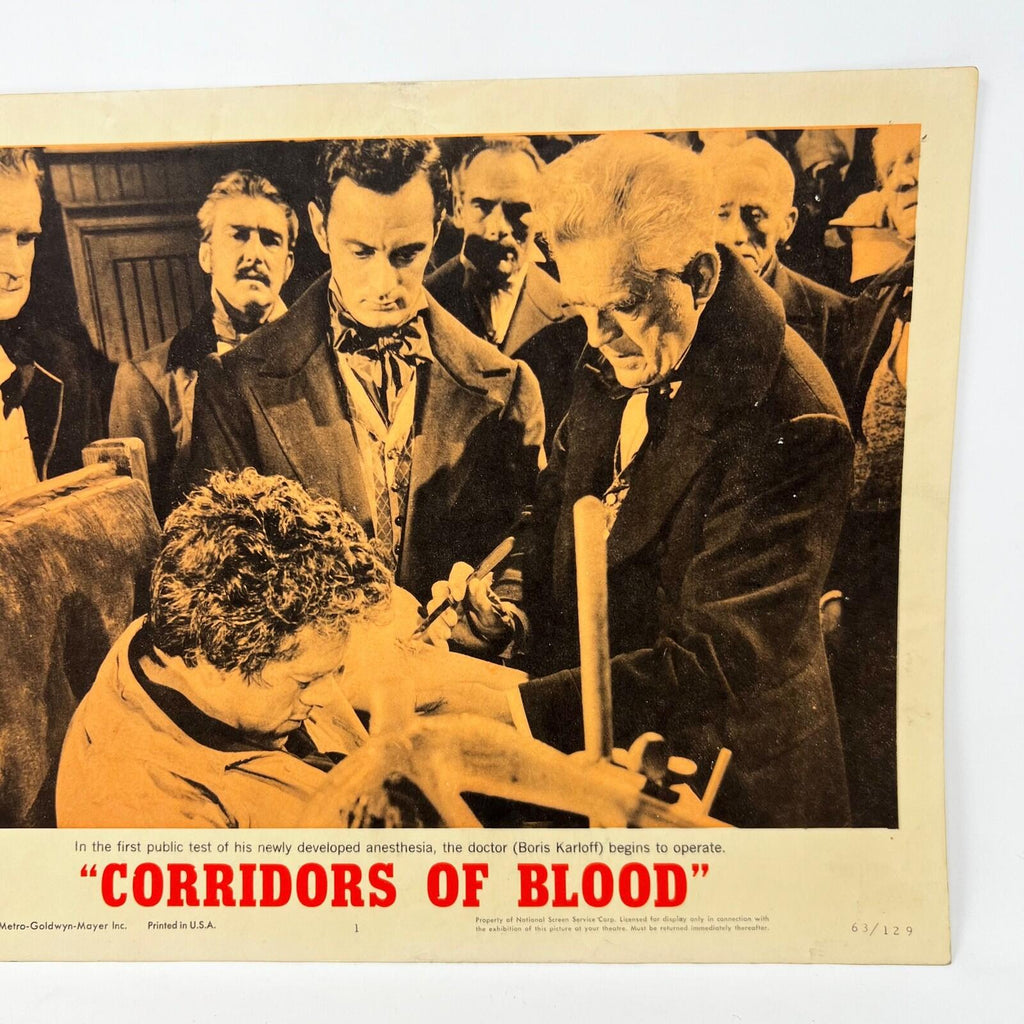 1963 Corridors Of Blood Orginal Movie Lobby Card No.1