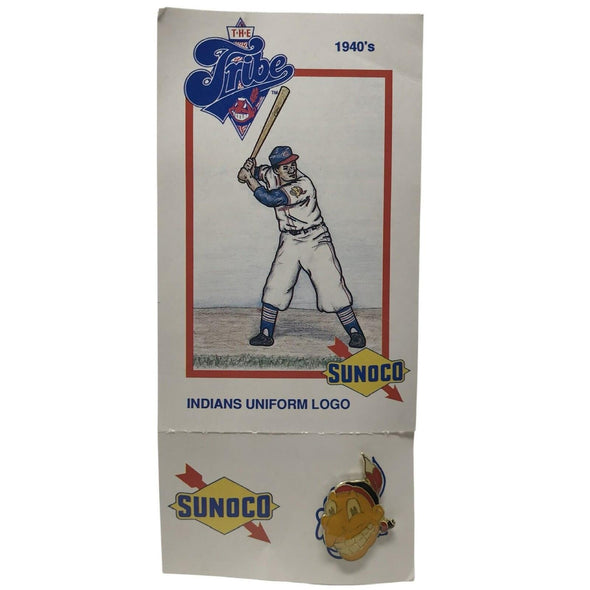 1940's Vintage Sunoco Cleveland Indians The Tribe Indians Logo Enamel Pin