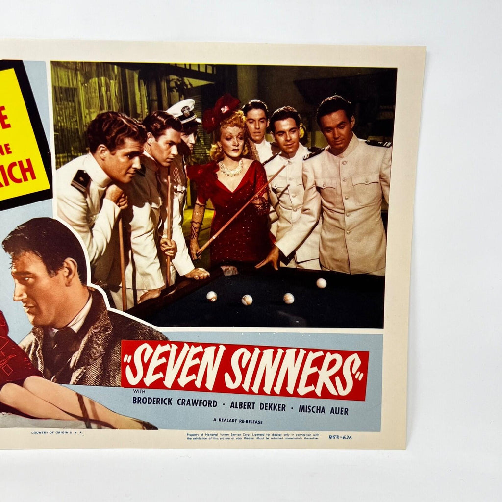 1954 Seven Sinners John Wayne Marlene Dietrich Collectible Movie Lobby Card (d)