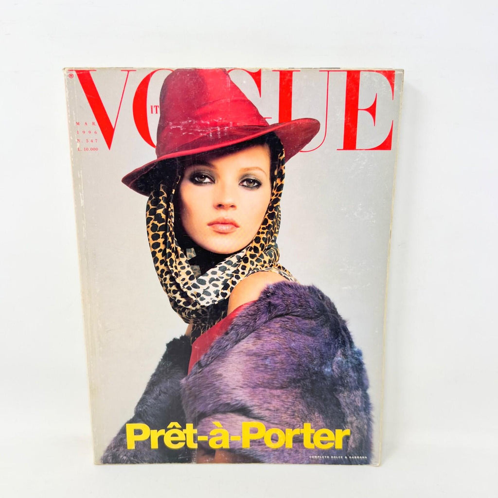 Vogue Italia March 1996 no 547 Original Vintage Fashion Magazine cover Kate Moss