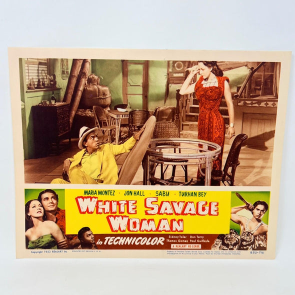 1953 White Savage Woman in Technicolor Movie Lobby Card (B)