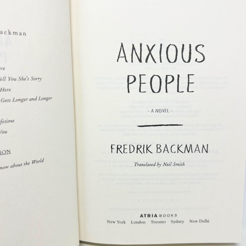 Anxious People A Novel Fredrik Backman Hardcover Book