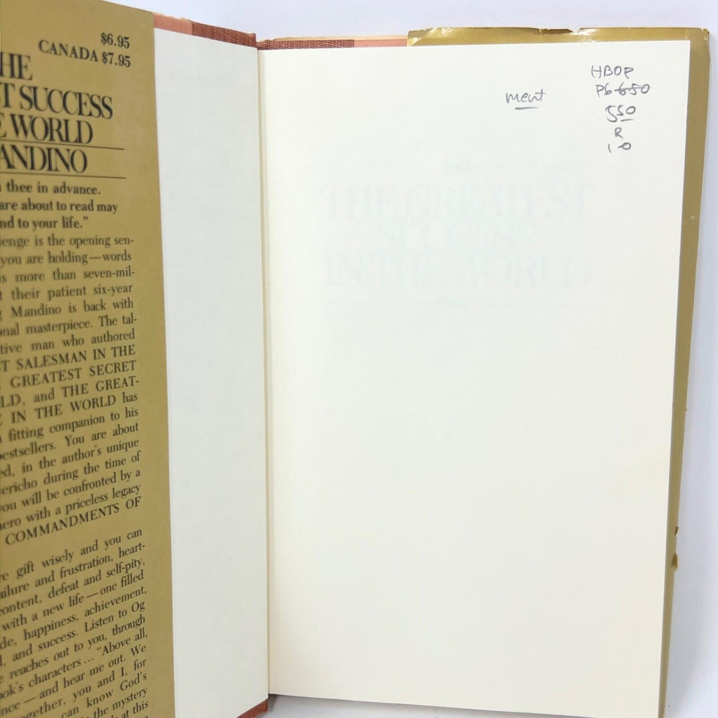 THE GREATEST SUCCESS IN WORLD By Og Mandino - Hardcover 1981 1st Edition