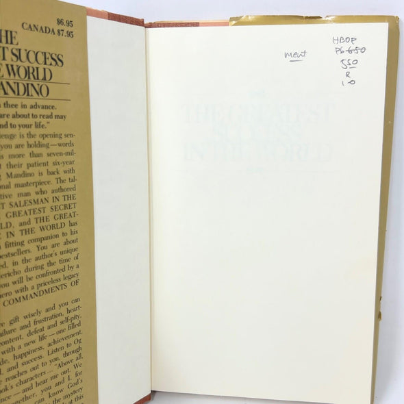 THE GREATEST SUCCESS IN WORLD By Og Mandino - Hardcover 1981 1st Edition