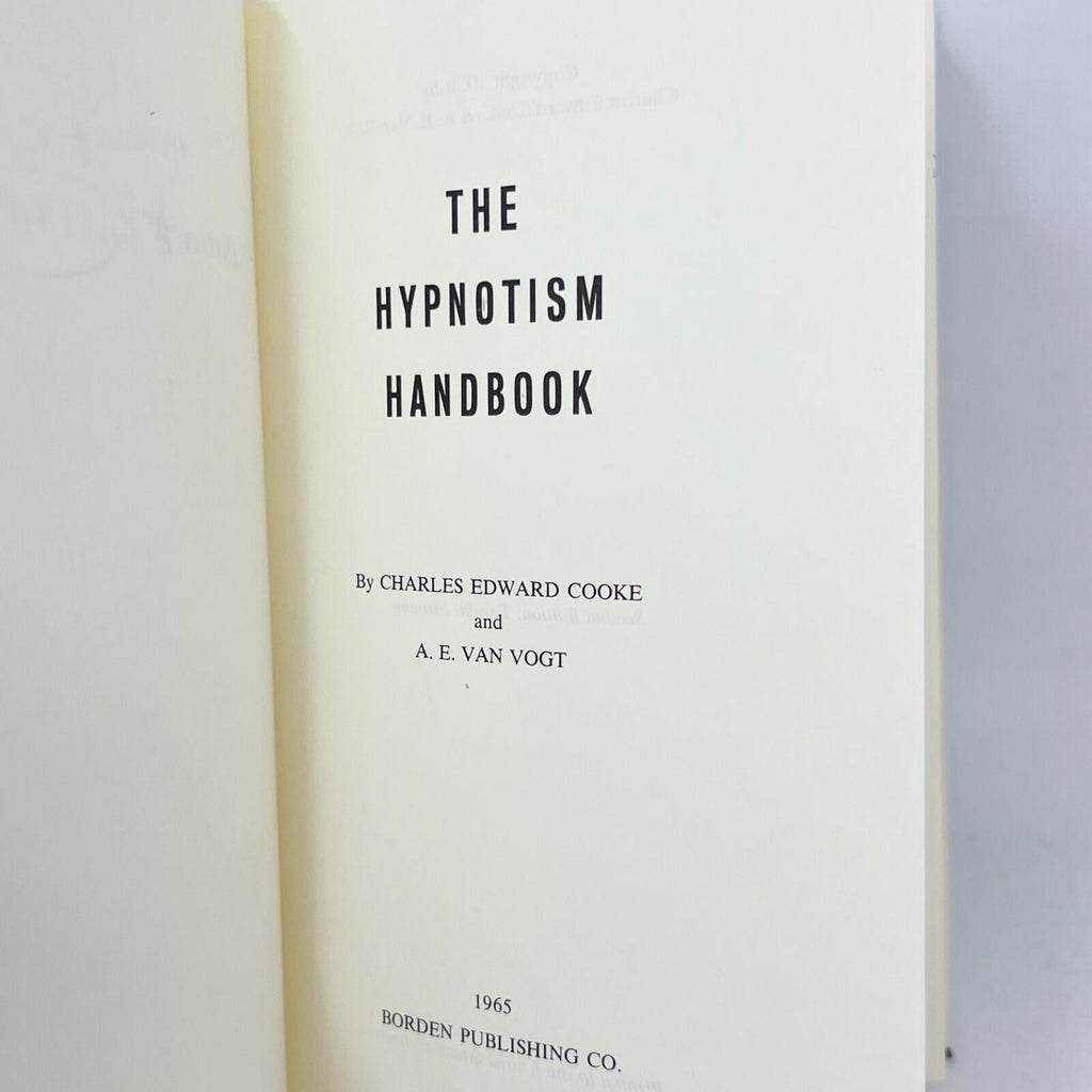 Hypnotism Handbook by Charles Cooke 1965 Borden PUblishing Co. HC Dj