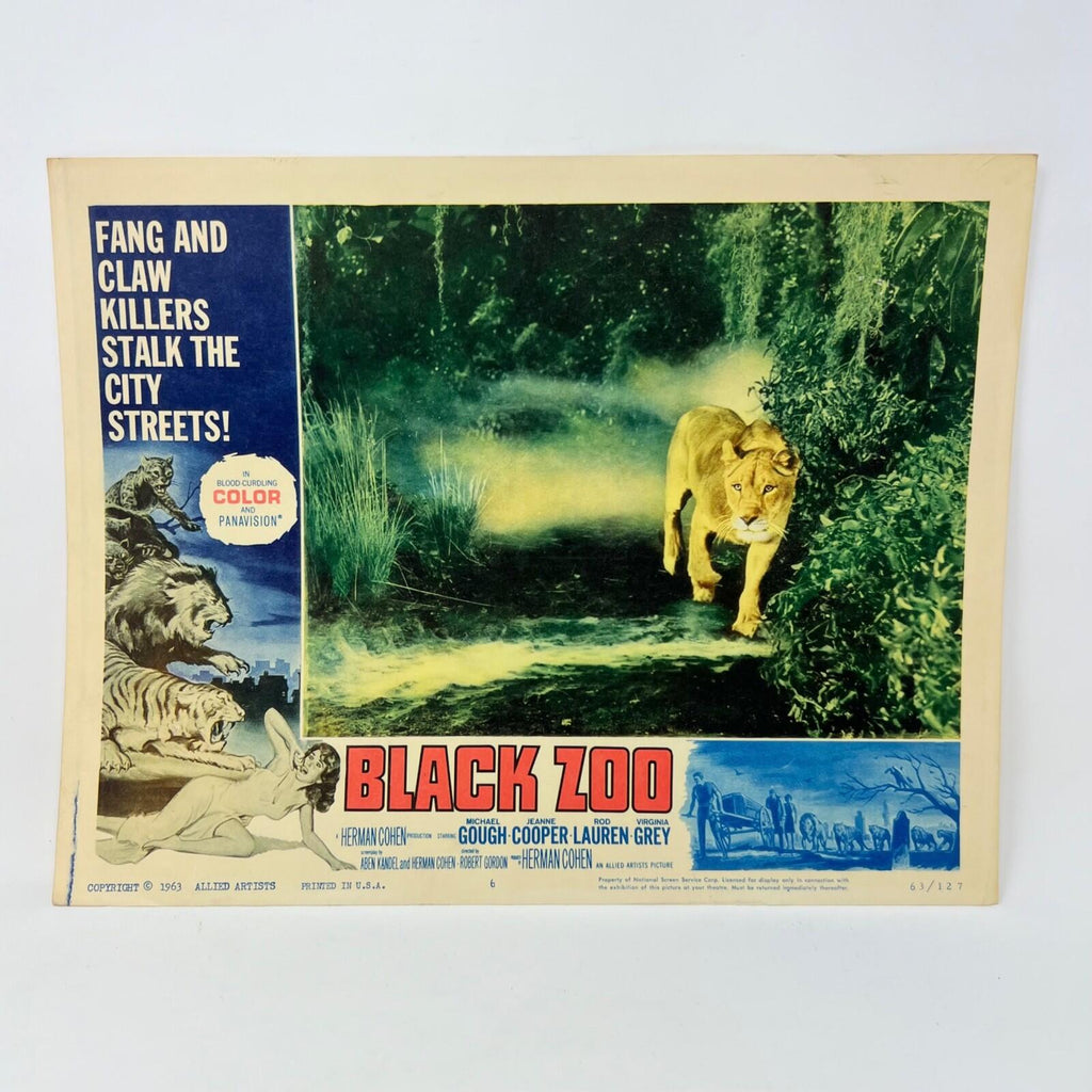 1963 Black Zoo Vintage Movie Lobby Card No.6