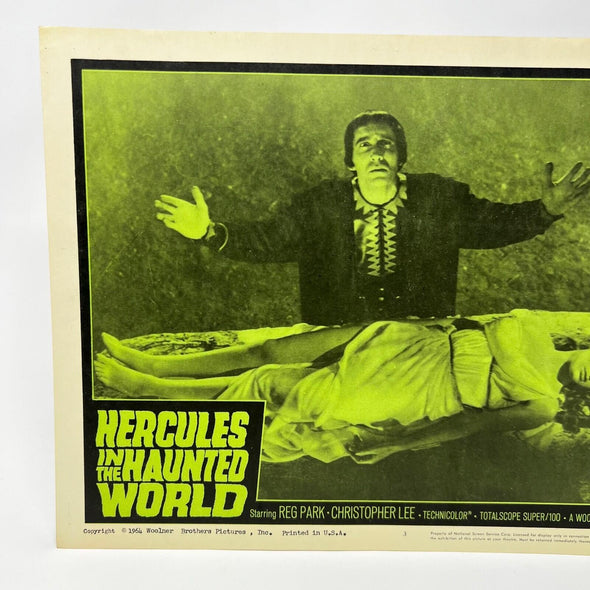 1964 Hercules in The Haunted Word Lobby Card Poster #3 Christopher Lee Reg Park