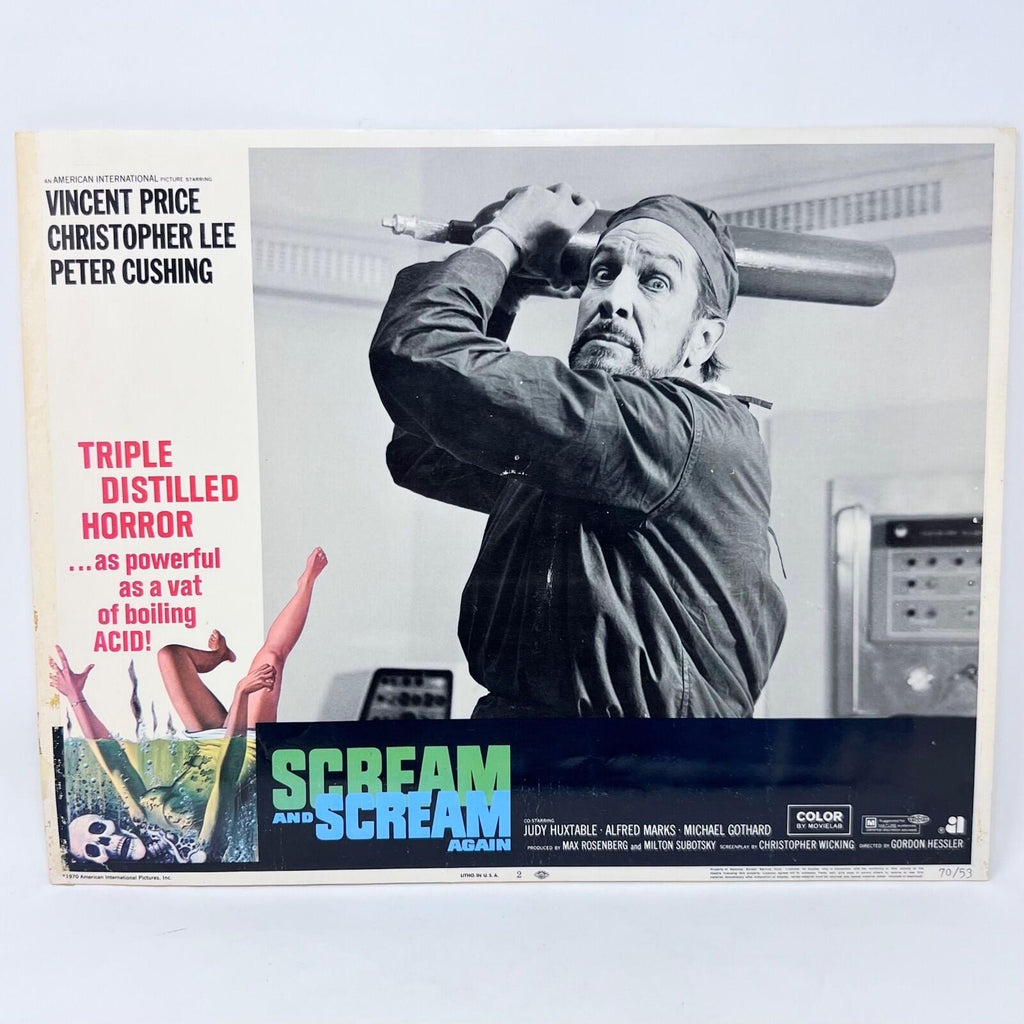 1970 Scream and Scream Again Original Movie Lobby Card 70/53 No.2