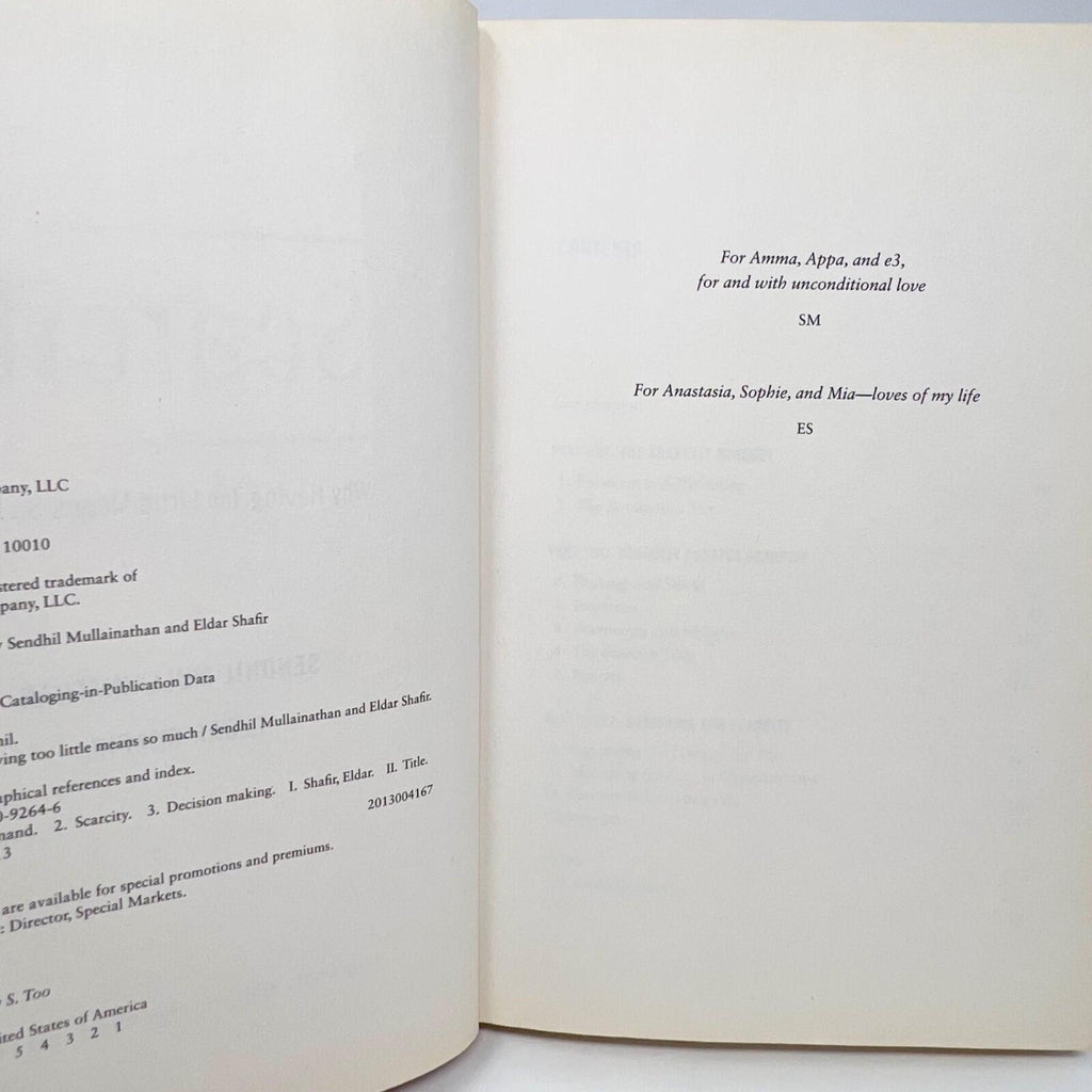 Scarcity Why Having Too Little Means So Much Hardcover
