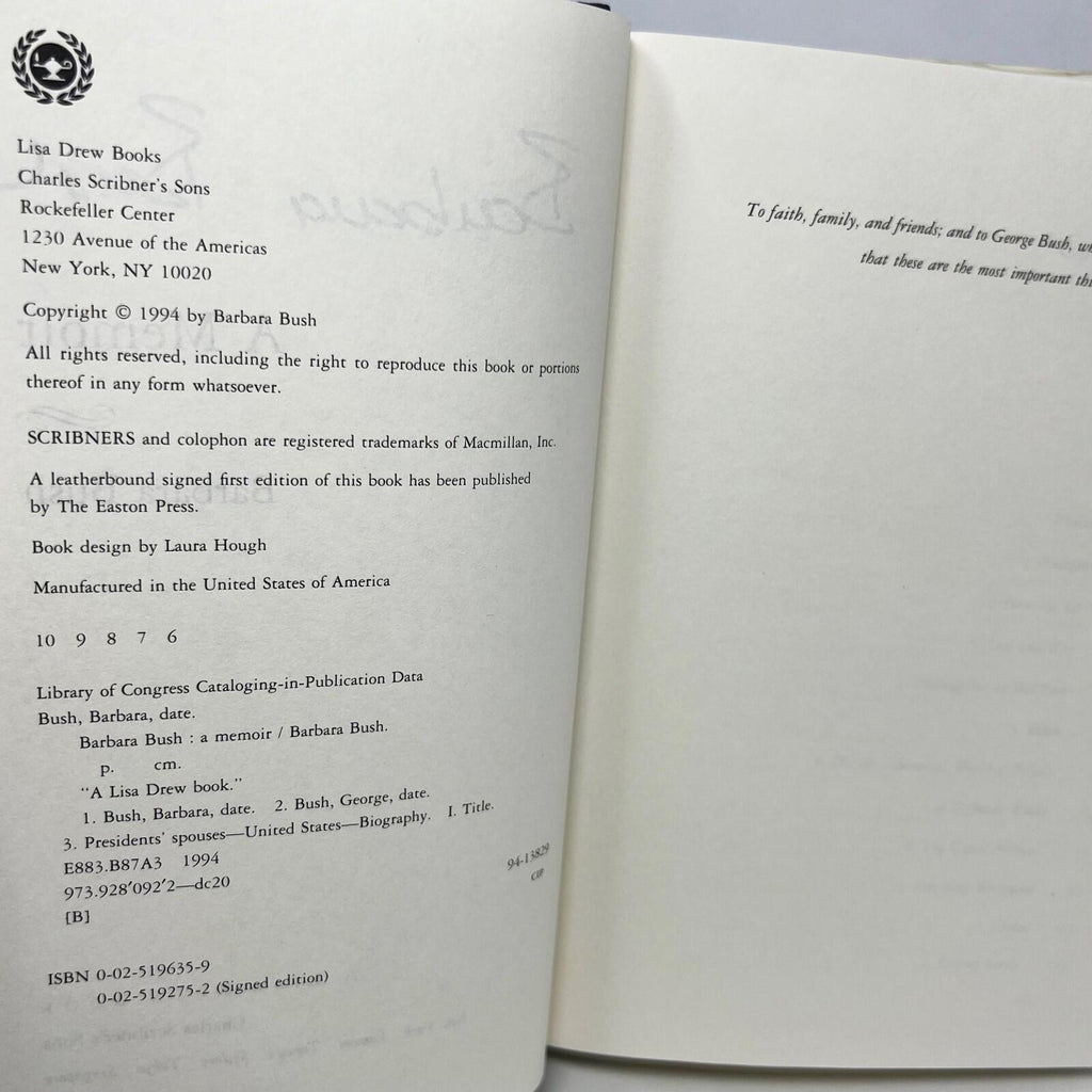 1994 Barbara Bush A Memoir Hardcover Book