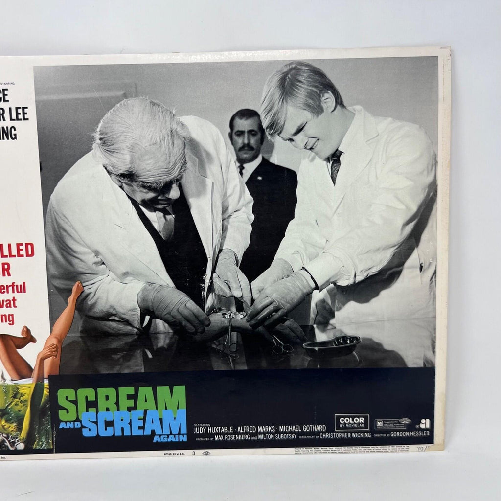 1970 Scream and Scream Again Original Movie Lobby Card 70/53 No.3