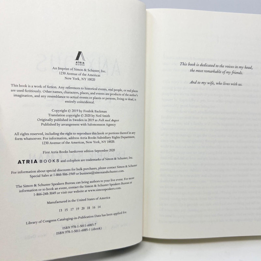 Anxious People A Novel Fredrik Backman Hardcover Book