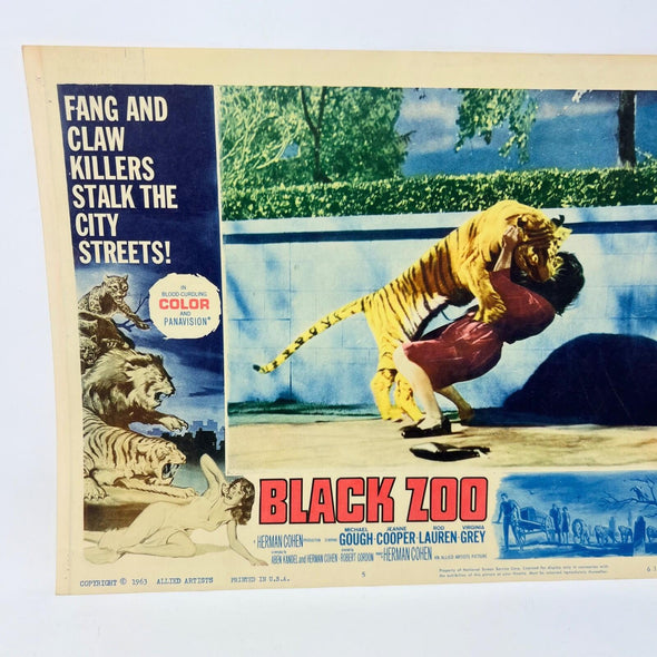1963 Black Zoo Vintage Movie Lobby Card No.5